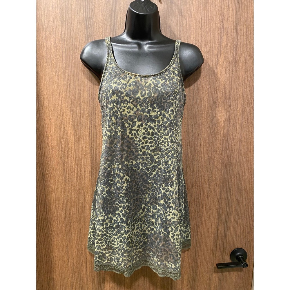 VICTORIA'S SECRET Y2K Green Animal Print Lingerie Dress S Lace Trim Sheer Mesh - Picture 4 of 13